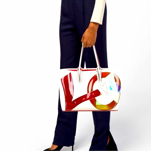 EUC-Christian Louboutin Spike Studs Kabata Love Tote w/COA - Picture 2 of 13